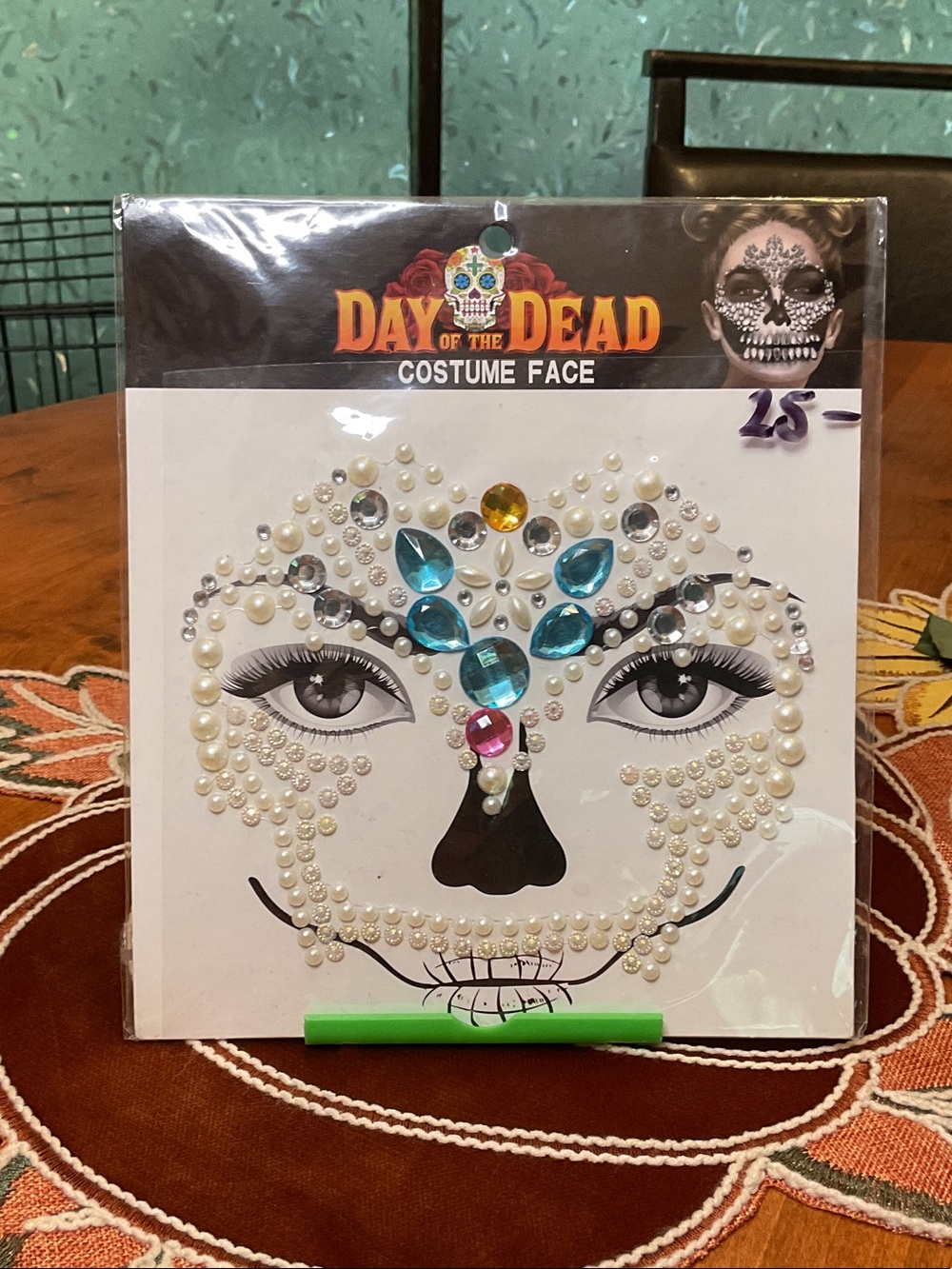 Costume Face Gems - Pearl, Teal & Gold Accents